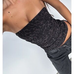 White Fox ooh la la strapless Leopard Print Tube Top